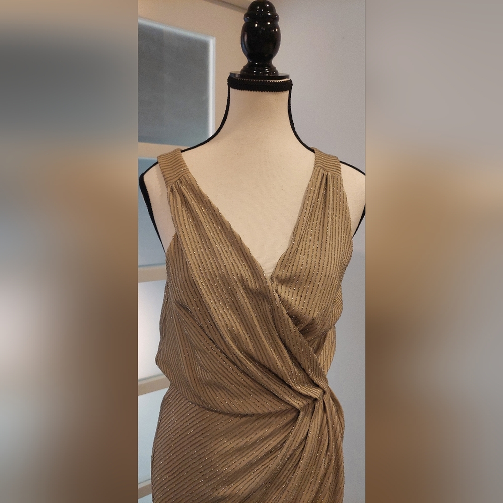 Silver Asymmetrical Plunge Neck Mini Dress - Picture 2 of 7